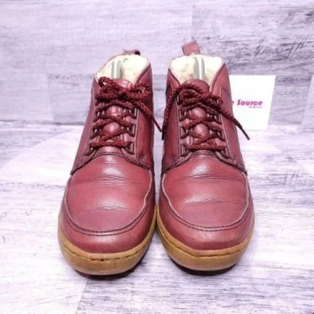 Bates Floaters Leather Chukka Lace Up Fleece Line Winter Boot Red Men's sz 8.5